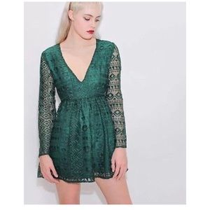 Urban Outfitters Little White Lies Emerald Green Lace Dress